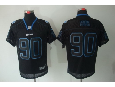 Nike Detroit Lions 90 Ndamukong Suh Black Elite Lights Out NFL Jersey