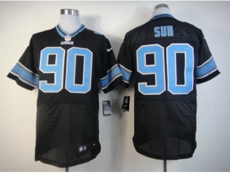 Nike Detroit Lions 90 Ndamukong Suh black Elite NFL Jersey