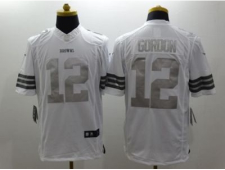 Nike Cleveland Browns 12 Josh Gordon White Limited Platinum NFL Jersey