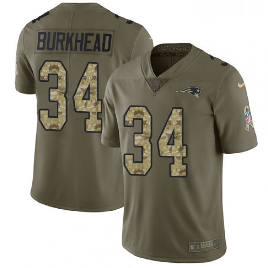 Youth Nike New England Patriots 34 Rex Burkhead Limited OliveCamo 2017 Salute to Service NFL Jersey