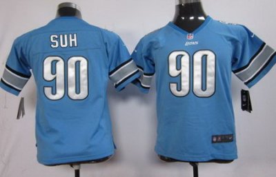 Youth Nike Detroit Lions 90# Ndamukong Suh Blue NFL Jerseys