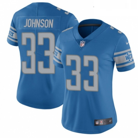 Womens Nike Detroit Lions 33 Kerryon Johnson Blue Team Color Vapor Untouchable Elite Player NFL Jers