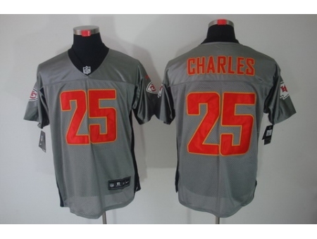 Nike Kansas City Chiefs 25 Jamaal Charles Grey Shadow Elite NFL Jersey