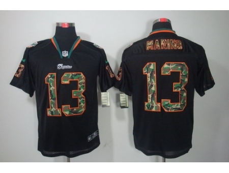 Nike Miami Dolphins 13 Dan Marino Black Elite Lights Out Camo Number NFL Jersey