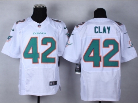 Nike Miami Dolphins 42 Charles Clay white Elite NFL Jersey