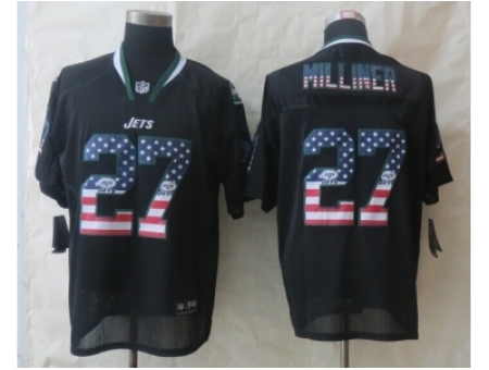 Nike New York Jets 27 Dee Milliner Black Elite USA Flag Fashion NFL Jersey