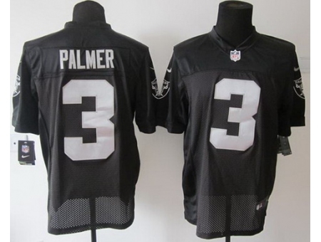 Nike Oakland Raiders 3 Carson Palmer Black Elite Logo Sleeves NFL Jersey