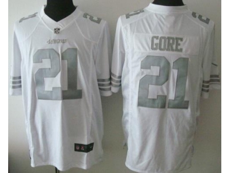 Nike San Francisco 49ers 21 Frank Gore White Limited Platinum NFL Jersey