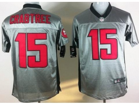 Nike San Francisco 49ers 15 Michael Crabtree Grey Elite Shadow NFL Jersey