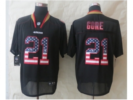 Nike San Francisco 49ers 21 Frank Gore Black Elite USA Flag Fashion NFL Jersey