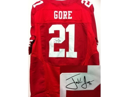 Nike San Francisco 49ers 21 Frank Gore Red Elite Signed NFL Jersey