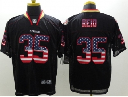 Nike San Francisco 49ers 35 Eric Reid Black Elite USA Flag Fashion NFL Jersey