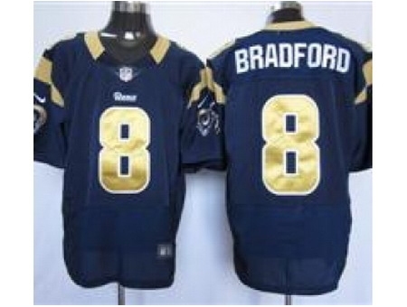 Nike St. Louis Rams 8 Sam Bradford Blue Elite NFL Jersey