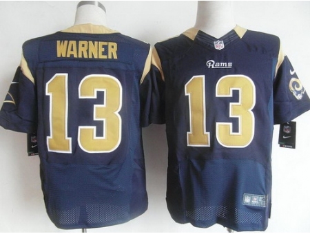 Nike St. Louis Rams 13 Kurt Warner Blue Elite NFL Jersey