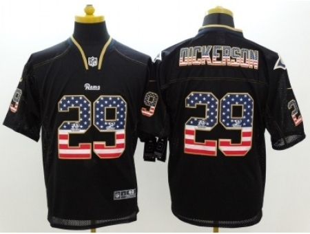 Nike St. Louis Rams 29 Eric Dickerson Black Elite USA Flag Fashi