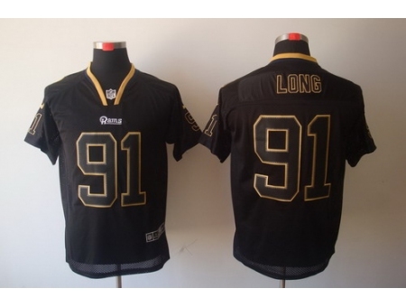 Nike St. Louis Rams 91 Chris Long Black Elite Lights Out NFL Jersey