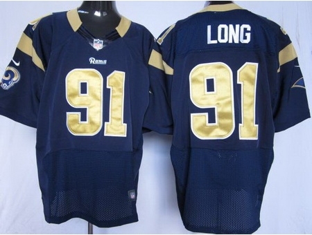 Nike St. Louis Rams 91 Chris Long Blue Elite NFL Jersey