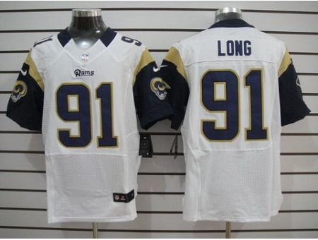 Nike St. Louis Rams 91 Chris Long White Elite NFL Jersey