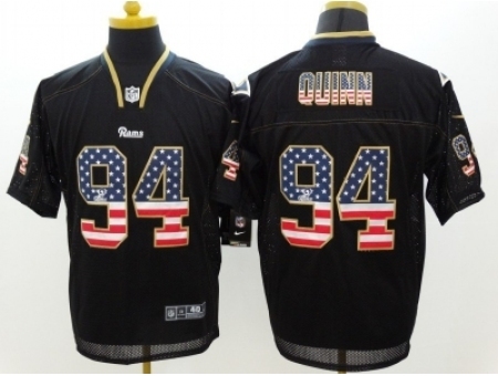 Nike St. Louis Rams 94 Robert Quinn Black Elite USA Flag Fashion NFL Jersey