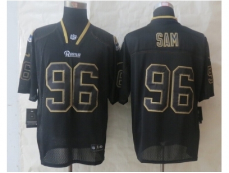 Nike St. Louis Rams 96 Michael Sam black Elite Lights Out NFL Jersey