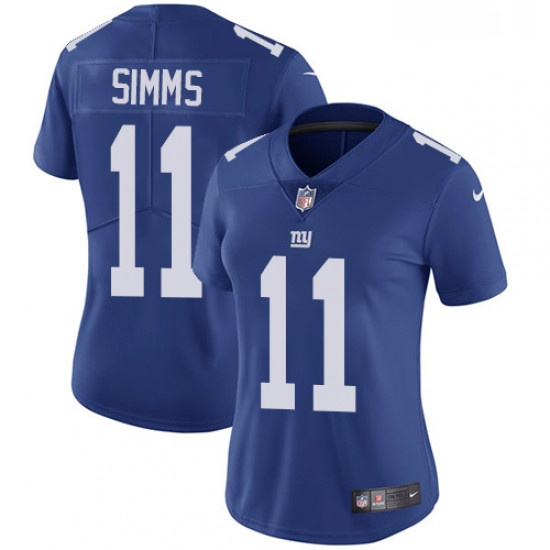 Womens Nike New York Giants 11 Phil Simms Royal Blue Team Color Vapor Untouchable Limited Player NFL