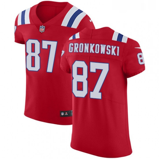 Mens Nike New England Patriots 87 Rob Gronkowski Red Alternate Vapor Untouchable Elite Player NFL Je