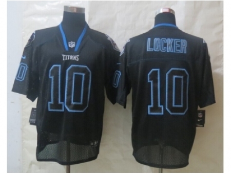 Nike Tennessee Titans 10 Jake Locker Black Elite Lights Out NFL 