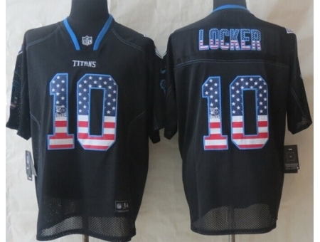 Nike Tennessee Titans 10 Jake Locker Black Elite USA Flag Fashion NFL Jersey