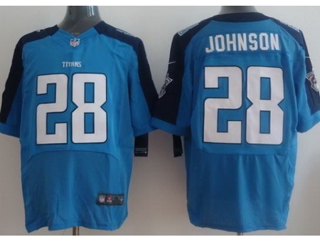 Nike Tennessee Titans 28 Chris Johnson Light Blue Elite Nike NFL Jersey