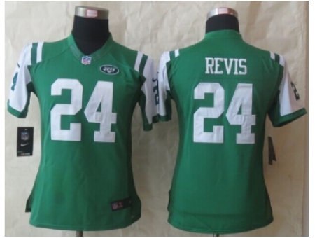 Women Nike New York Jets 24 Darrelle Revis green NFL Jersey