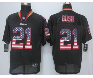 nike nfl jerseys san francisco 49ers 21 bush black[Elite USA flag fashion][bush]