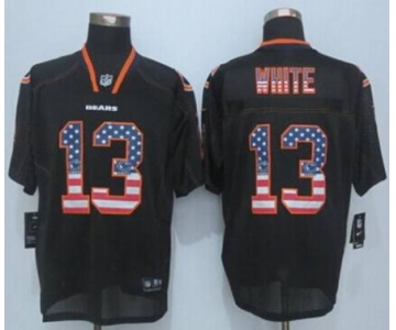 nike nfl jerseys chicago bears 13 white black[Elite USA flag fashion][white]