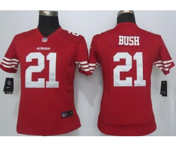 nike women nfl jerseys san francisco 49ers 21 bush red[nike][bush]