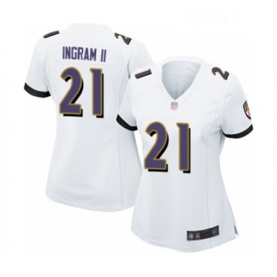 Womens Baltimore Ravens 21 Mark Ingram II Game White Football Jersey