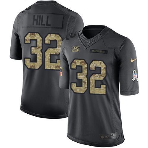 Nike Bengals #32 Jeremy Hill Black Youth Stitched NFL Limited 2016 Salute to Service Jersey