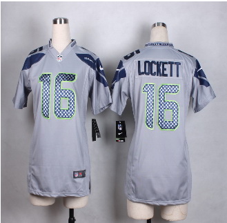 Women Nike Seahawks #16 Tyler Lockett Grey Alternate Stitched NFL Elite Jersey