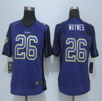 Women New Vikings #26 Trae Waynes Purple Team Color Stitched NFL Elite jersey