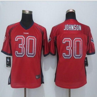 Women New Texans #30 Kevin Johnson Red Alternate Stitched NFL Elite jersey