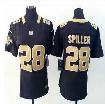 Women New Saints #28 C.J. Spiller Black Team Color Stitched NFL Elite Jersey