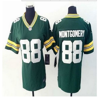 Women New Packers #88 Ty Montgomery Green Team Color Stitched NFL Elite Jersey