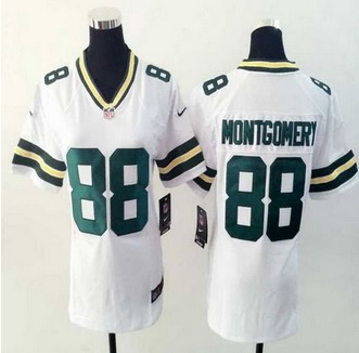 Women New Packers #88 Ty Montgomery White Stitched NFL Elite Jersey