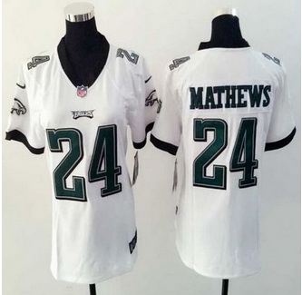 Women New Eagles #24 Ryan Mathews White Stitched NFL New Elite Jersey