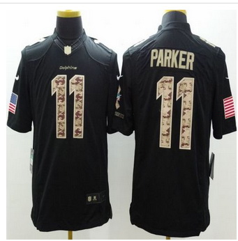 Nike Miami Dolphins #11 DeVante Parker Black Men Stitched NFL Limited Salute to Service Jersey