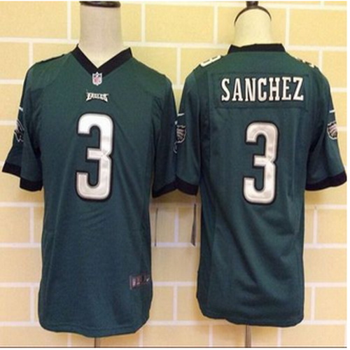 Youth New Philadelphia Eagles #3 Mark Sanchez Midnight Green Team Color Stitched NFL New Elite Jerse