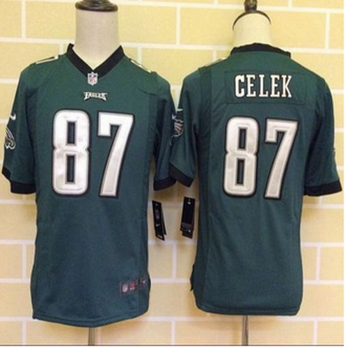 Youth New Philadelphia Eagles #87 Brent Celek Midnight Green Team Color Stitched NFL New Elite jerse