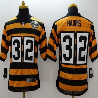 Nike Pittsburgh Steelers #32 Franco Harris Yellow Black Alternate 80TH Throwback Men Stitched NFL El