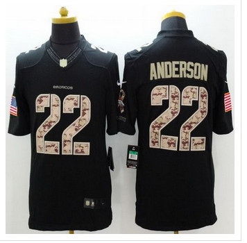 New Denver Broncos #22 C.J. Anderson Black Men Stitched NFL Limited Salute to Service Jersey