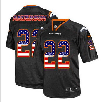 New Denver Broncos #22 C.J. Anderson Black Men' Stitched NFL Elite USA Flag Fashion Jersey