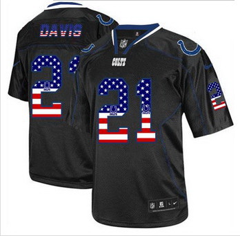 New Indianapolis Colts #21 Vontae Davis Black Men' Stitched NFL Elite USA Flag Fashion Jersey