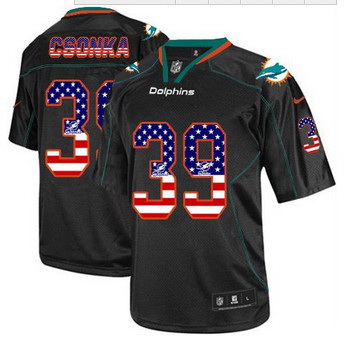 New Miami Dolphins #39 Larry Csonka Black Men' Stitched NFL Elite USA Flag Fashion Jersey